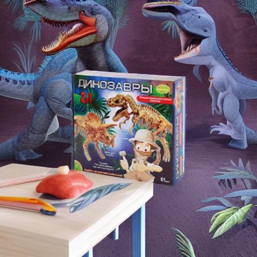 Французские опыты ДИНОЗАВРЫ 2 в 1 Bondibon