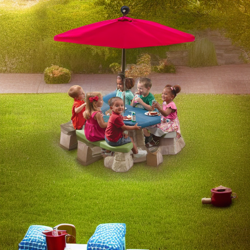 Столик со скамейками и зонтом Пикник-2 Step 2