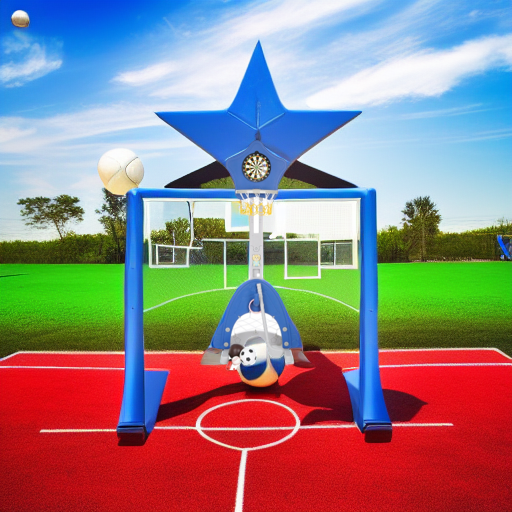 Стойка баскетбольная Звезда с кольцебросом и футбольными воротами синяя Pituso