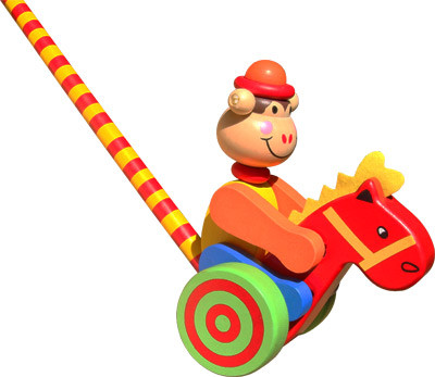 Игрушка-каталка деревянная Обезьянка на лошадке Woody