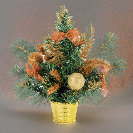 Ель искусственная декоративная 30 см, украшения медно-золотистые