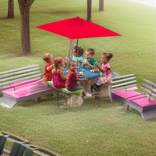 Столик со скамейками и зонтом Пикник-2 Step 2