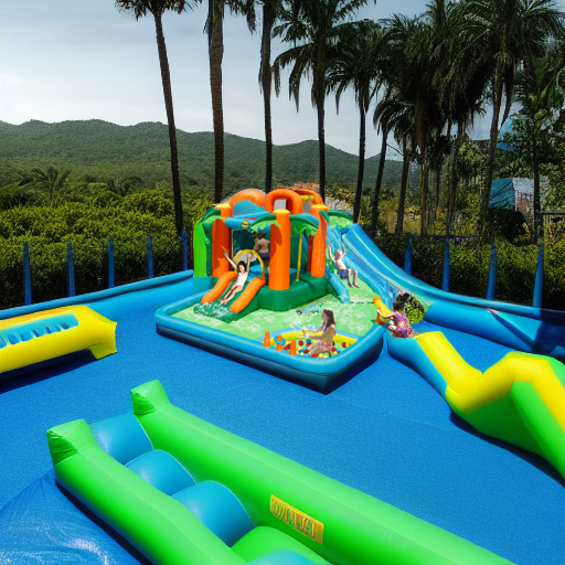 Надувной батут с горкой Тропикана 2 Happy Hop