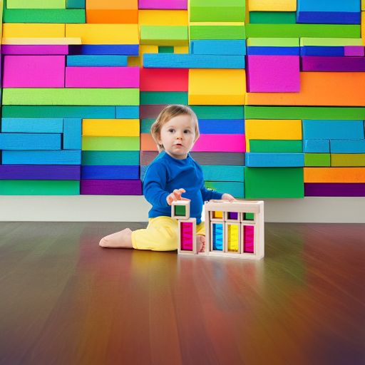 Деревянные радужные блоки Дождь