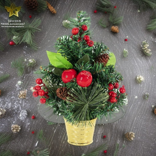 Ель искусственная декоративная 30 см, сосновые иголки/шишки/ягоды