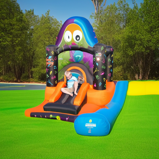 Надувной батут интерактивный с горкой Рок-н-ролл