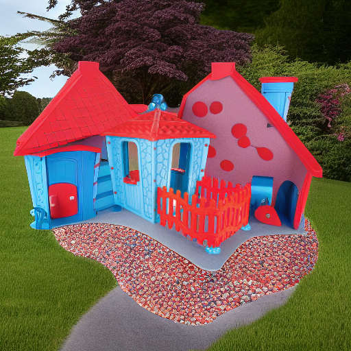 Игровой домик с оградой Pilsan Stone Красно-голубой