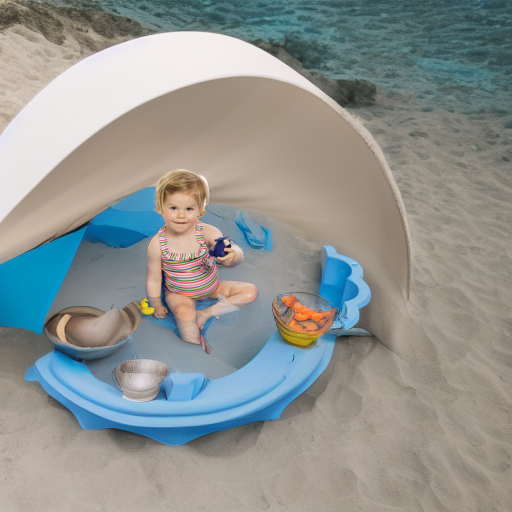 Песочница РАКУШКА с тентом голубая PARADISO