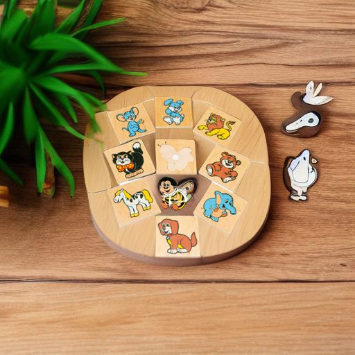 Пазлы деревянные Забавные животные, 10 штук ЛЭМ