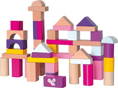 Кубики деревянные розовые, 50 шт. Woody