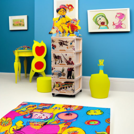 Комод с рисунком Игрушки