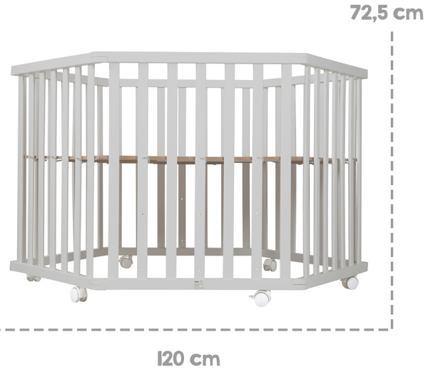 Детский шестиугольный манеж с бампером Star Magic, серый Roba
