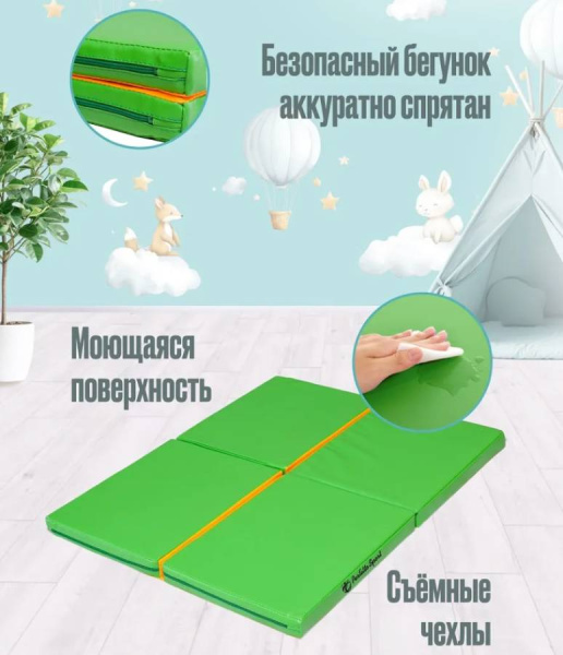 Мат № 21 100х80х5 см складной салатово-желтый Perfetto Sport