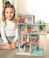 Кукольный домик деревянный четырехэтажный Задорное лето с подсветкой M-WOOD