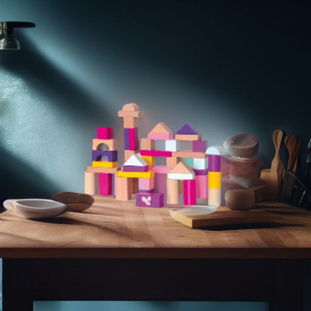 Кубики деревянные розовые, 50 шт. Woody