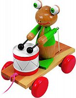 Игрушка-каталка Лягушка с барабаном Woody
