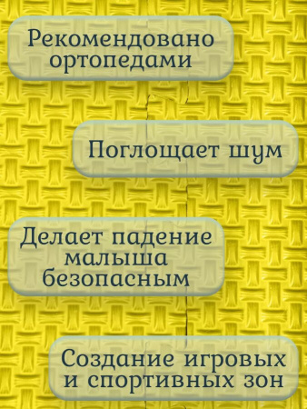 Мягкий пол универсальный Плетенка 33х33 см желтый Eco-cover