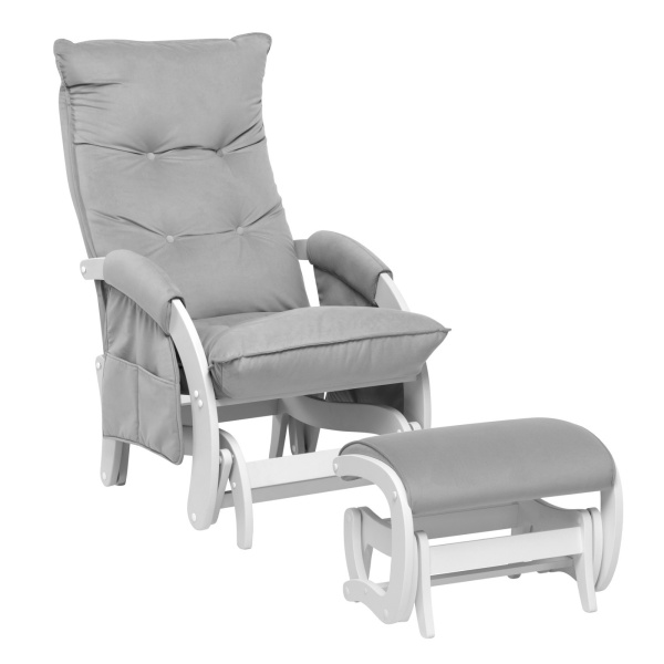 Комплект для кормления Кресло-глайдер и пуф Milli Юника (слоновая кость, экокожа)