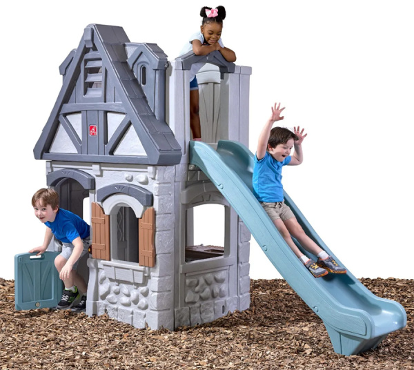 Домик двухэтажный Приключение с горкой Step 2