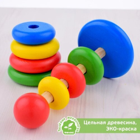 Пирамидка деревянная 9 деталей Томик