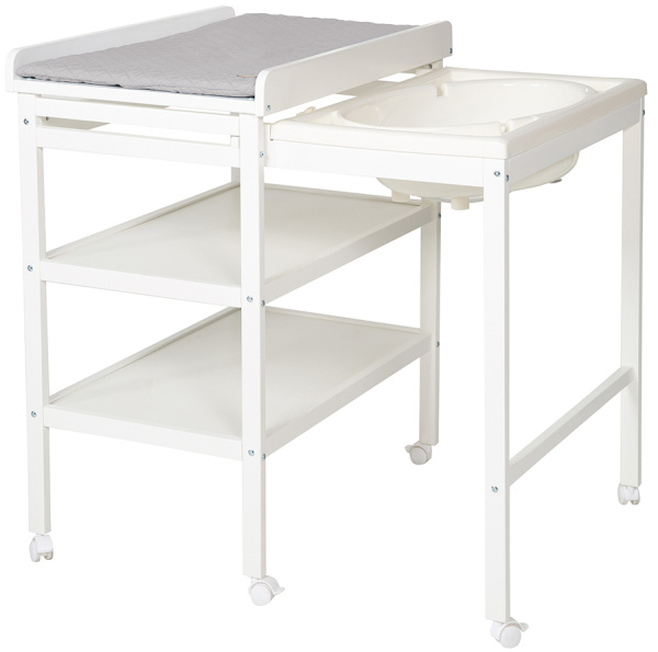 Раздвижной стол для пеленания с ванночкой и матрасиком Baby Pool белый Roba