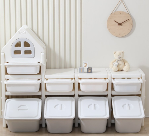 Стеллаж для игрушек UNIX Kids Grey 9 ящиков