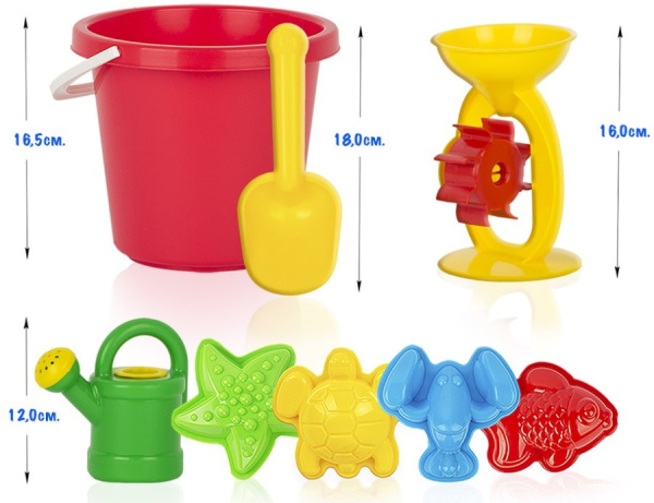 Песочный набор с мельницей 8 предметов СТРОМ