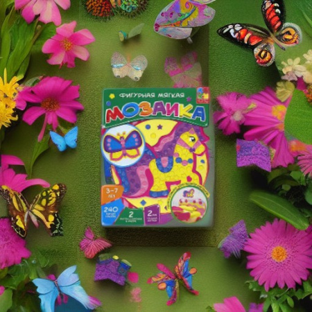 Мягкая мозаика-коллаж ЛОШАДКА. БАБОЧКА Vladi Toys