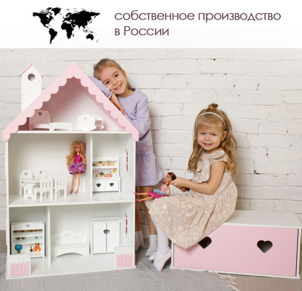 Комод для кукольного домика Луиза/Вероника бело-розовый PeMa kids