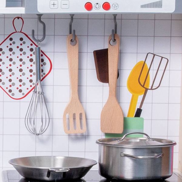 Кухня деревянная игровая Вероника с набором посуды (вода, звук) Lanaland