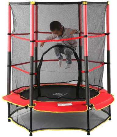 Батут с защитной сеткой, 140 см красный