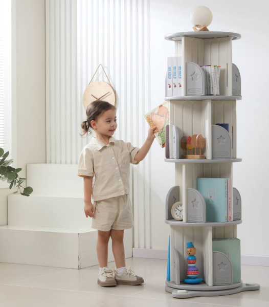 Стеллаж для книг UNIX Kids Star 4 полки Grey