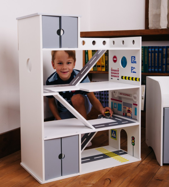 Автопарковка с вертолетной площадкой серая PeMa kids