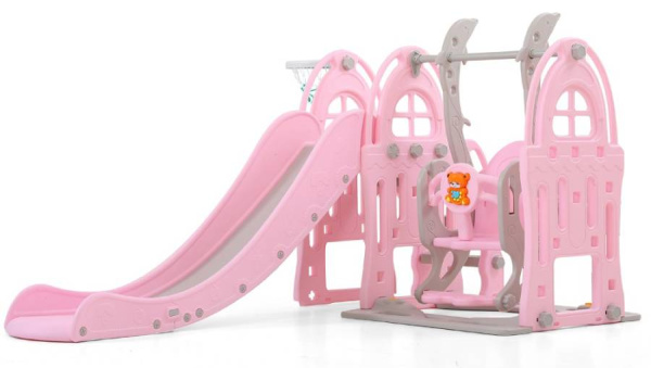 Горка с качелями Замок розовый Perfetto Sport