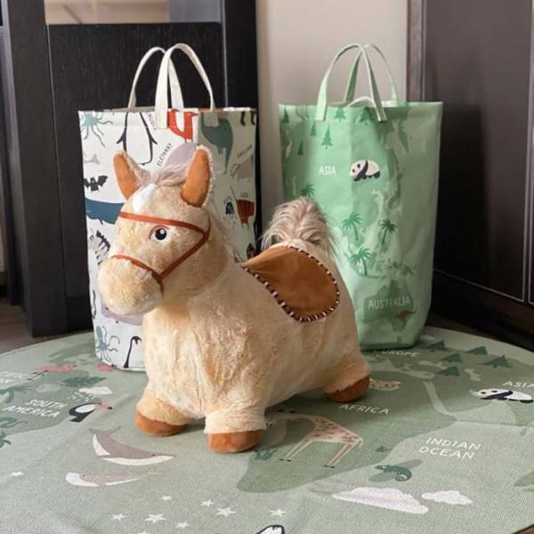 Попрыгун Лошадка бежевая с чехлом, со звуком Pituso