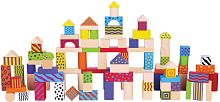 Кубики деревянные с узорами 100 деталей в ведерке New Classic Toys