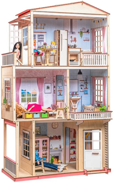 Кукольный домик деревянный трехэтажный Рапсодия M-WOOD