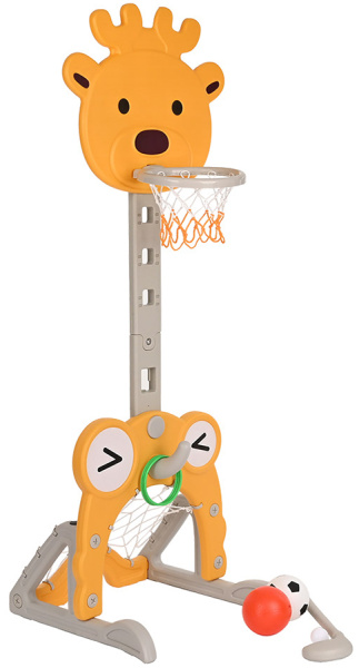 Стойка баскетбольная Жираф с кольцебросом и футбольными воротами Pituso