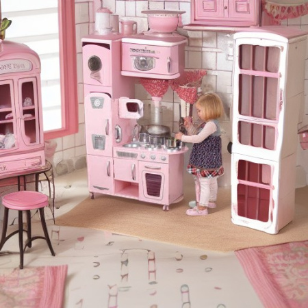 Кухня деревянная ВИНТАЖ розовая KidKraft