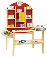 Детский игровой магазин с аксессуарами, красный/натуральный Roba