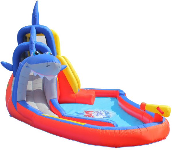 Надувной батут с горкой Акула 3 Happy Hop