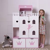 Кукольный домик БАЛЕРИНА с ящиками для хранения Бело-розовый