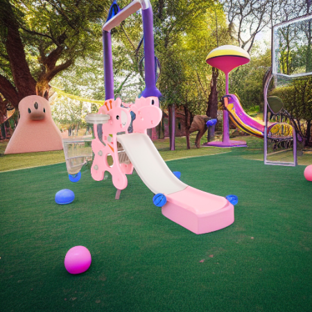 Горка Жирафик с баскетбольным кольцом розовая