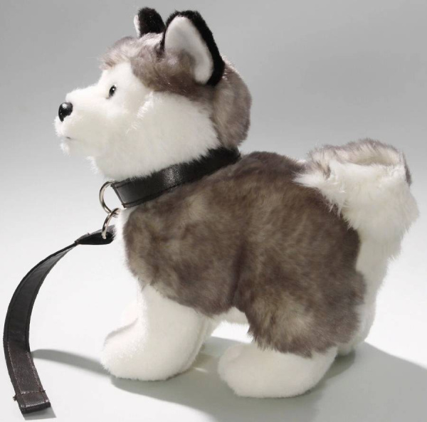 Игрушка мягкая Хаски стоящая 23 см с поводком LEOSCO