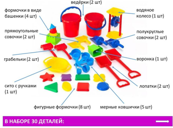 Набор для группы Играем с песком, 30 предметов EDX Education