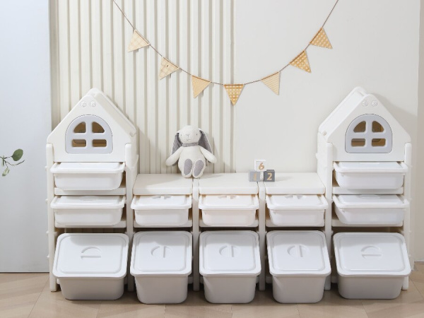 Стеллаж для игрушек UNIX Kids Grey 12 ящиков