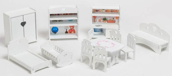 Комплект мебели для кукол до 20 см белый PeMa kids