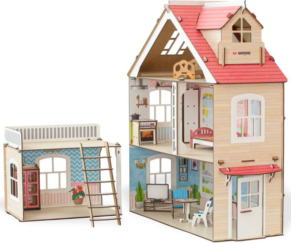 Кукольный домик деревянный Коттедж M-WOOD