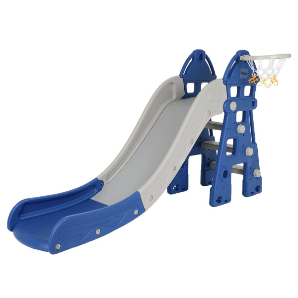 Горка с баскетбольным кольцом Замок синяя-серая