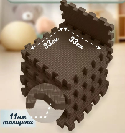 Мягкий пол универсальный Плетенка 33х33 см коричневый Eco-cover